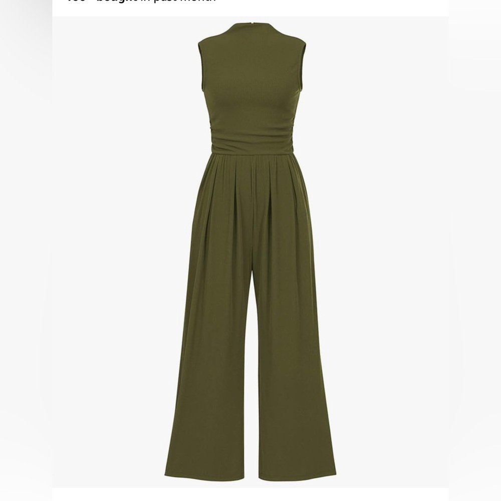 Elegant Olive Green Sleeveless Jumpsuit - Picture 4 of 5